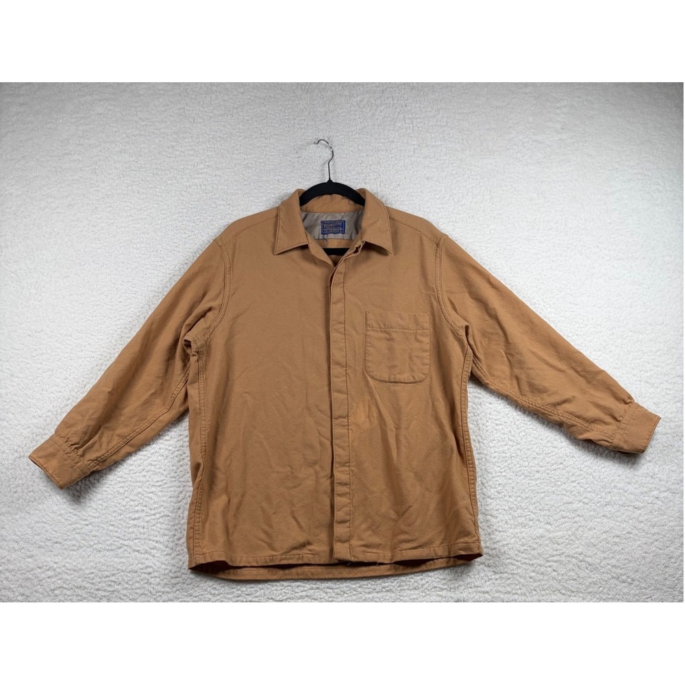Pendleton Board Shirt Mens Wool Button Up Long Sleeve L Tan Workwear Outdoors